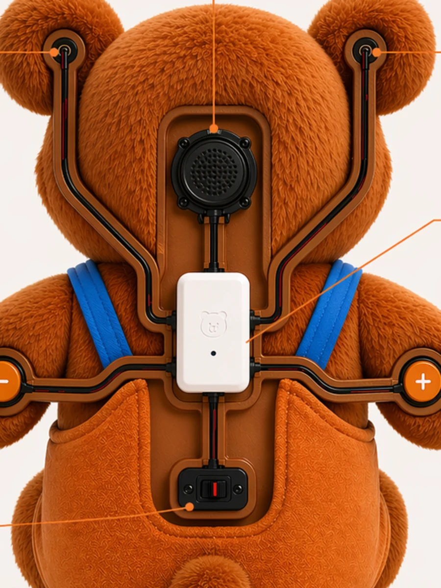 LifeToy hardware integration inside the back of a Bearie plush toy